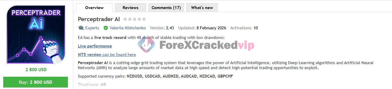 Perceptrader AI MT4 EA MQL5 Result-forex-cracked-vip
