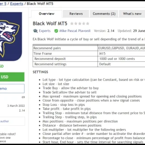 Black Wolf EA MT4 / MT5 working version with setfile (Platform build 1422+) Download - Image 2
