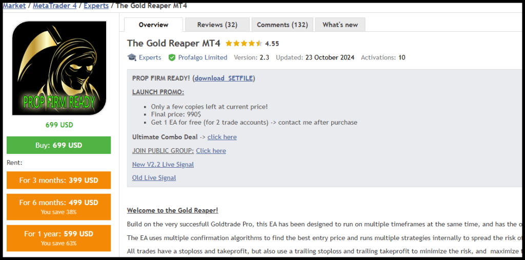 The Gold Reaper EA V2.1 Mt4