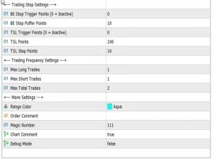 Range Breakout EA settings