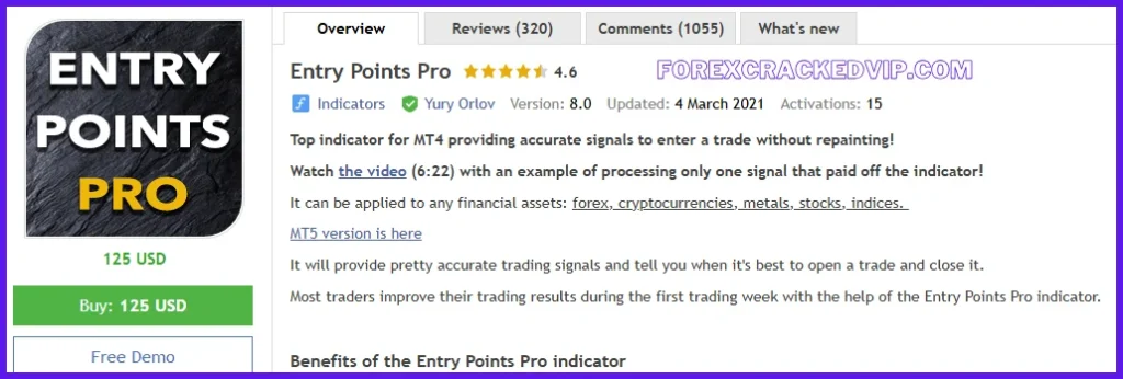 Entry Points Pro Indicator - vendor website 