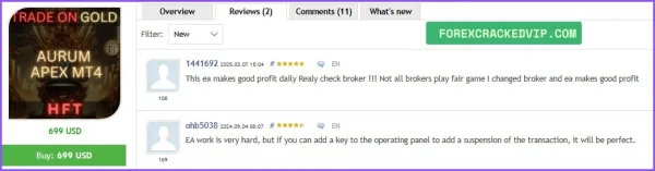 Aurum Apex EA MT4 vendor website