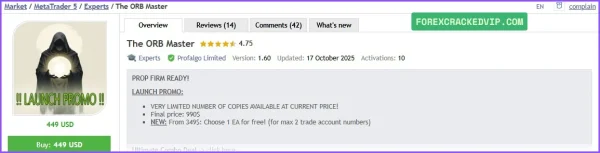 The ORB Master MT5 vendor website
