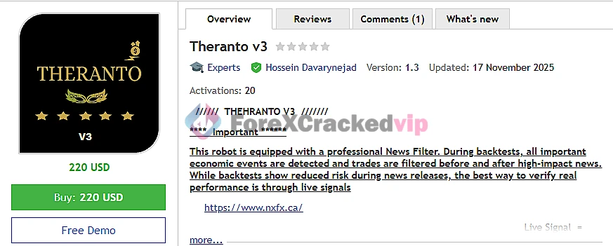 Theranto V3 EA MT4 Vender Details-forex-cracked-vip