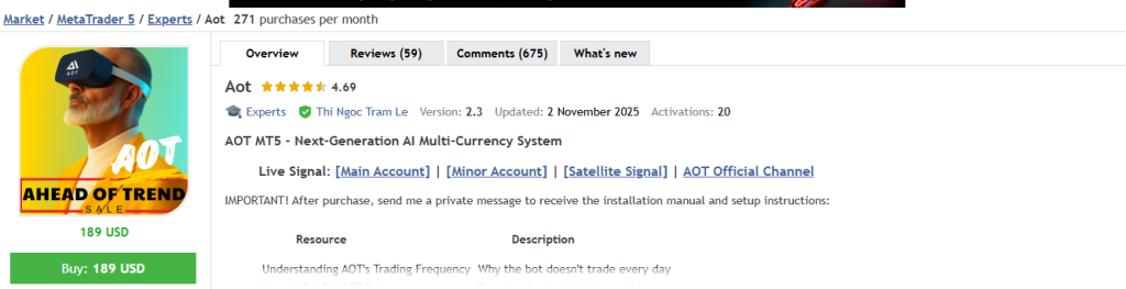 AOT MT5 Original License Key Group Buy - MQL5 Review