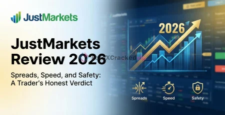 Comprehensive JustMarkets Review 2026 cover image featuring trading charts and performance metrics.