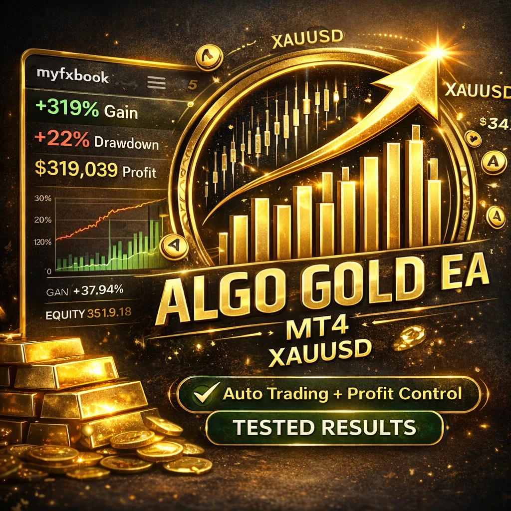 Algo Gold EA MT4 V1 - MYFXBook 319% Gain + Low Drawdown Unlimited