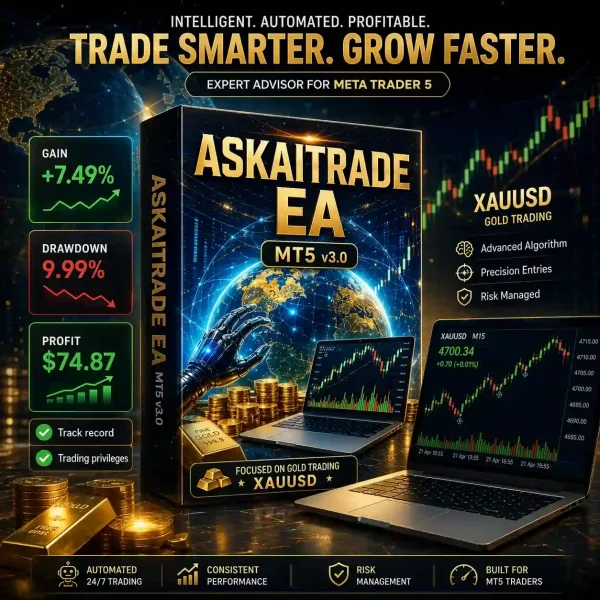 Askaitrade EA MT5 V3.0 - Myfxbook 9% Drawdown Unlimited