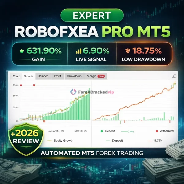 Expert Robofxea Pro MT5 - 631.90% Myfxbook Gain | Low Drawdown
