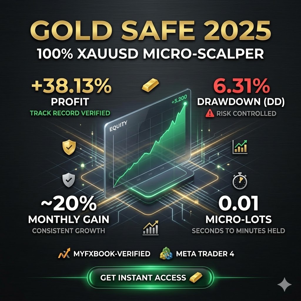 GOLD Safe 2025 MT4 - MYFXBook 6% Drop + 38% Gold Gain