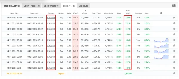 Gold One Shot Expert MT4 MYFXBook Result 2