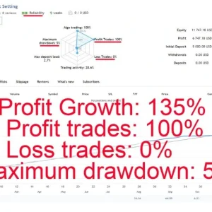 MQL5 live signal dashboard showing growth and drawdown stats