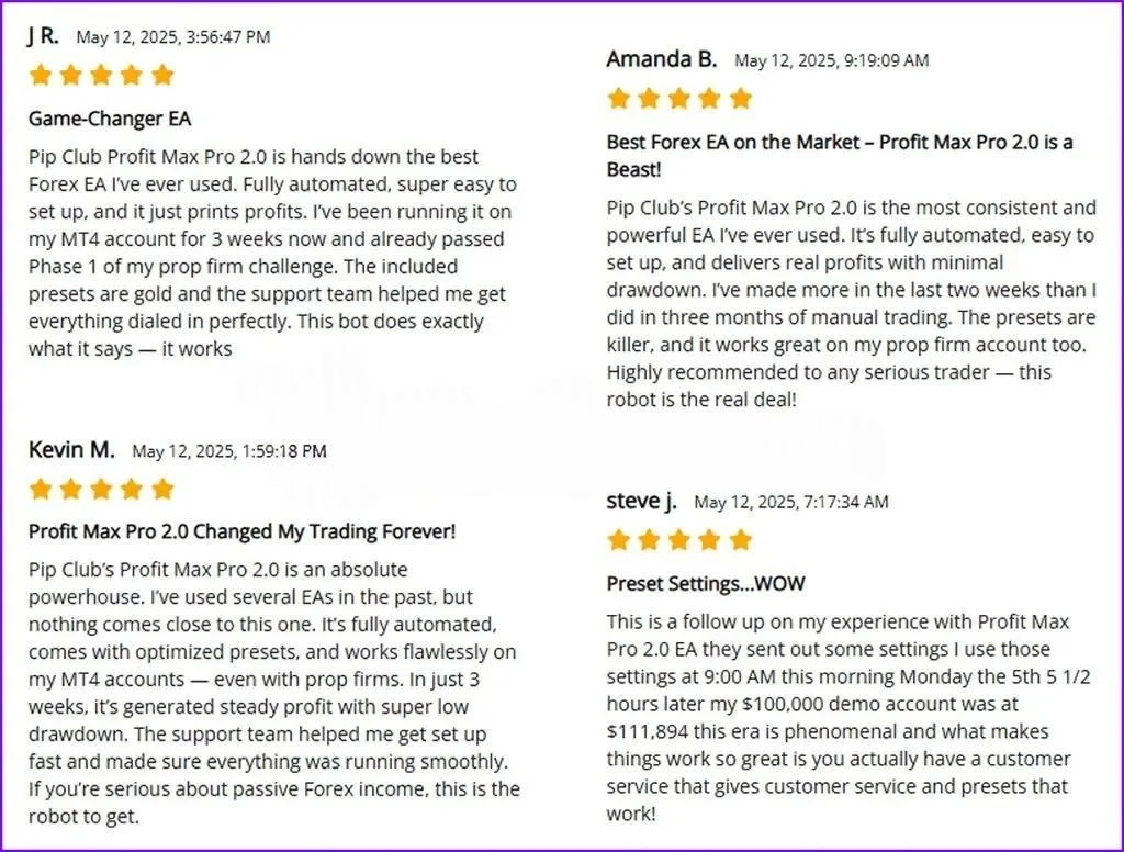 Pip Club Profit Max Pro EA MT5 User Review 1