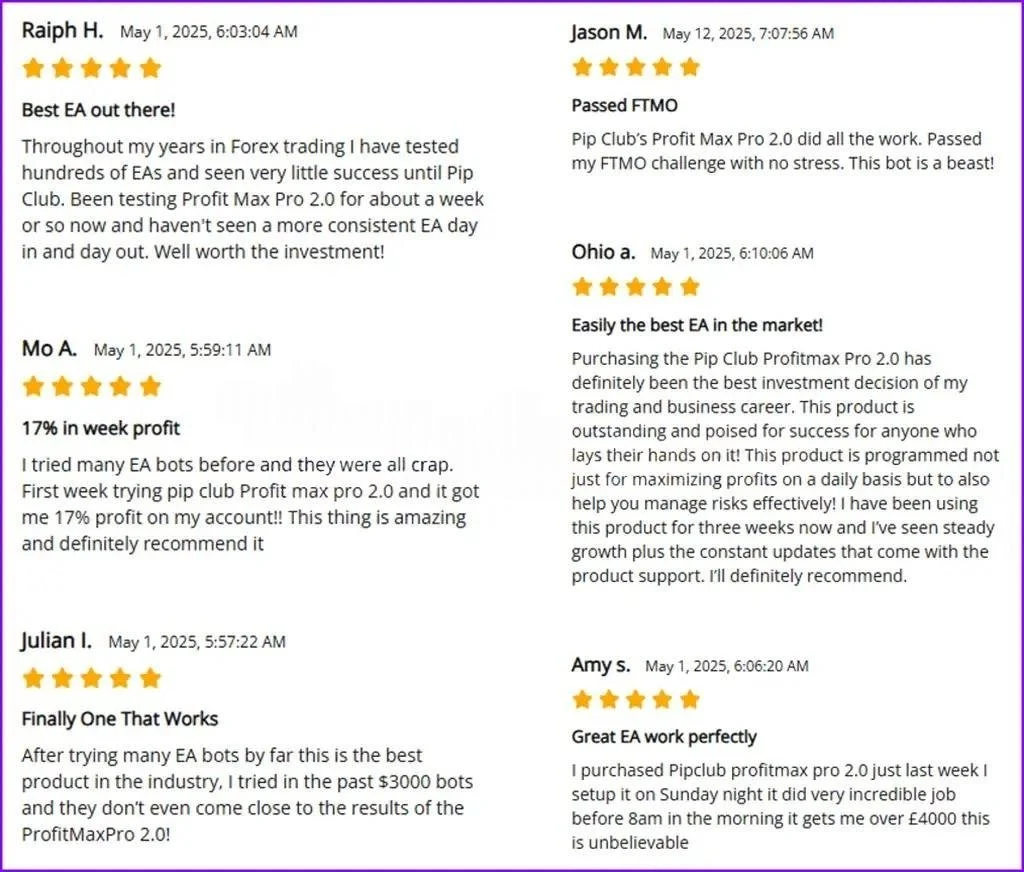 Pip Club Profit Max Pro EA MT5 User Review 2