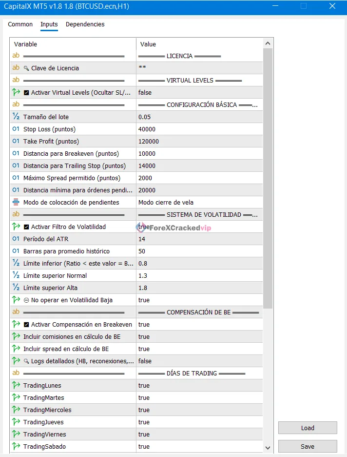 CAPITALX EA MT5 Settings Review