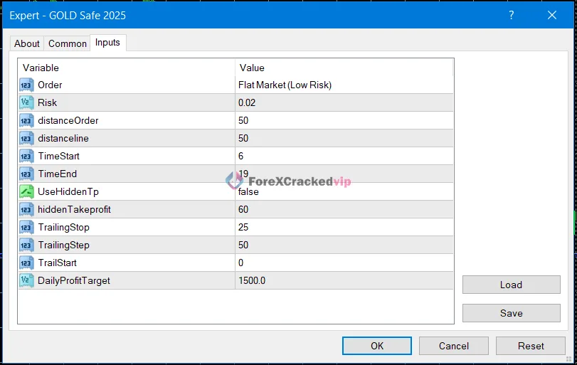 GOLD Safe 2025 Settings